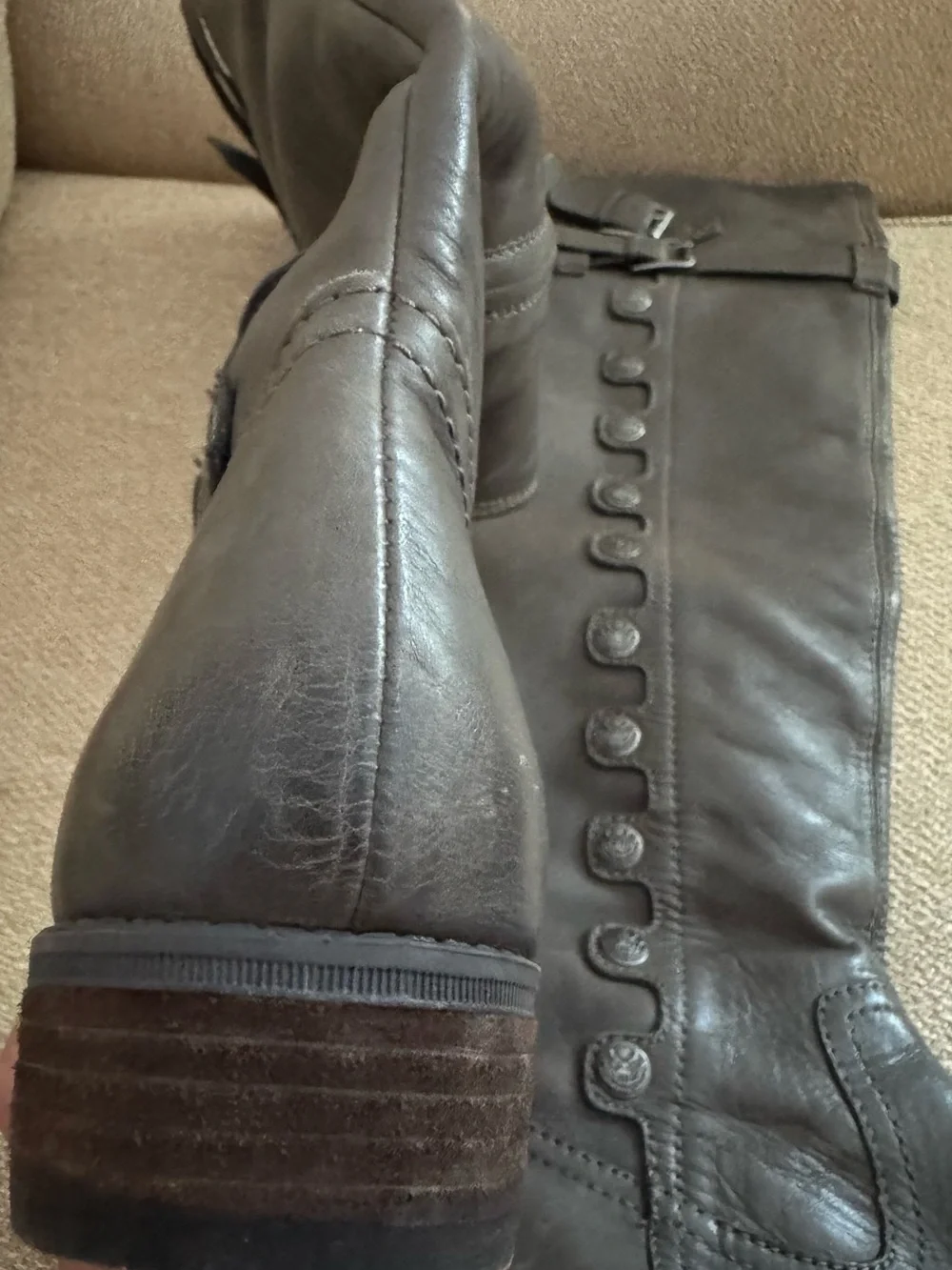 Sam Edelman Gray Over-the-Knee Leather Riding Boots